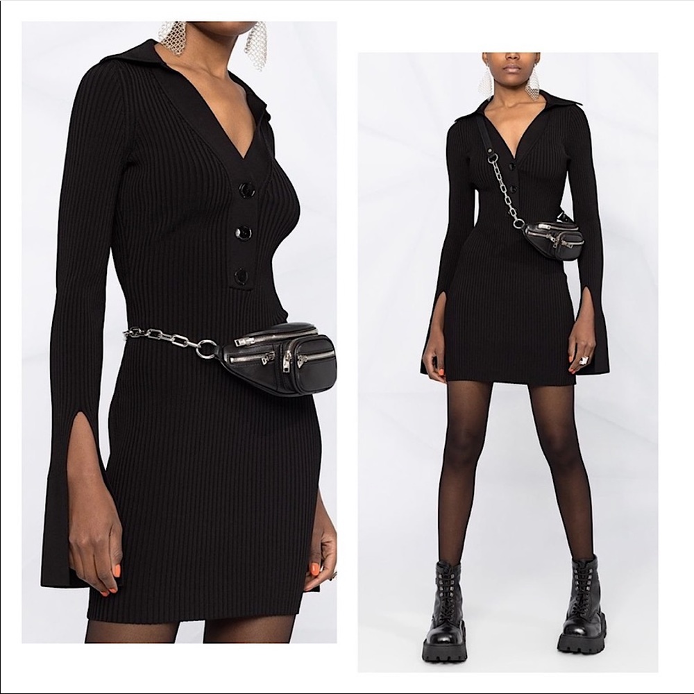 NWT ALEXANDER WANG Split Cuff V Neck Polo Dress Xs $595